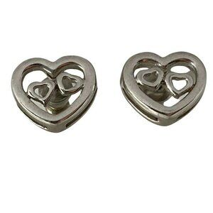 HAN Sterling Silver Open Double Heart Earrings Studs